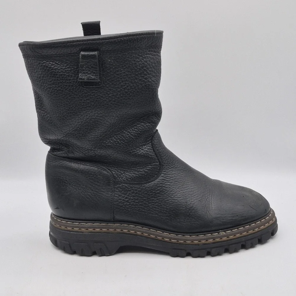 Blondo Snow Boots Winter Mens‎ Size 9 Black Leather Wool Lined Pull On Canada